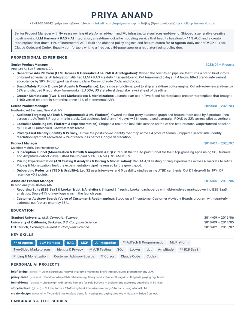 Classic Minimal resume template preview